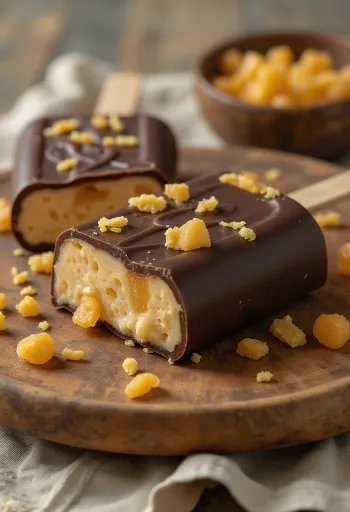 チョコレートコーティングと蜂蜜のカリカリを添えたマグナム・ハニカムアイスクリーム