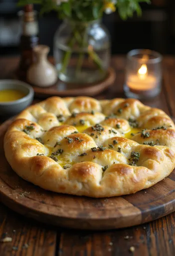 盛り付けられたケトジェニックアーモンドプードルのフォカッチャ