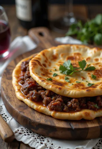 牛肉の赤ワインラグーのピアディーナ