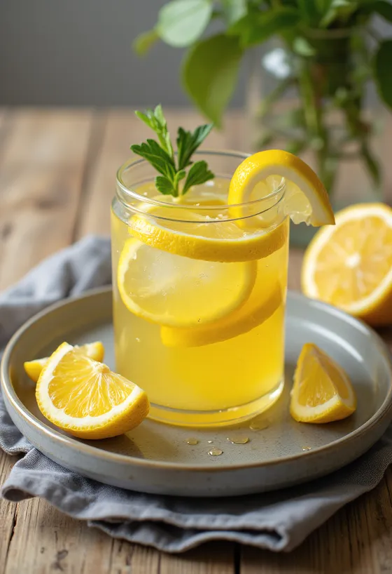 グラスに入ったミントレモンパンチ