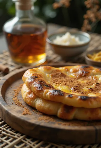 盛り付けられたシナモンとラム酒のナン