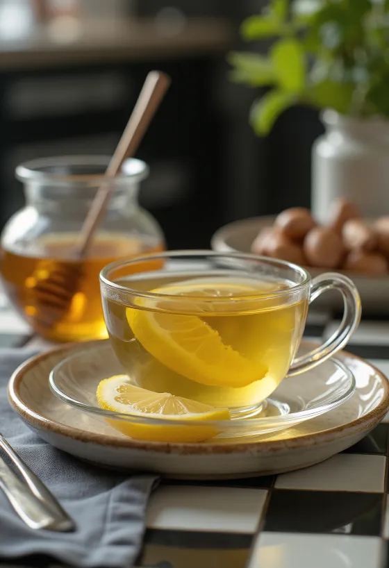 淹れたてのレモン入り緑茶