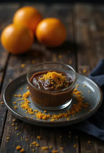 盛り付けられたオレンジとチョコレートのパルフェ