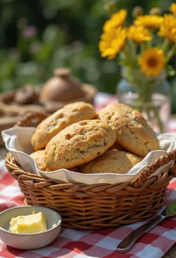 盛り付けられた全粒粉のポガーチャ