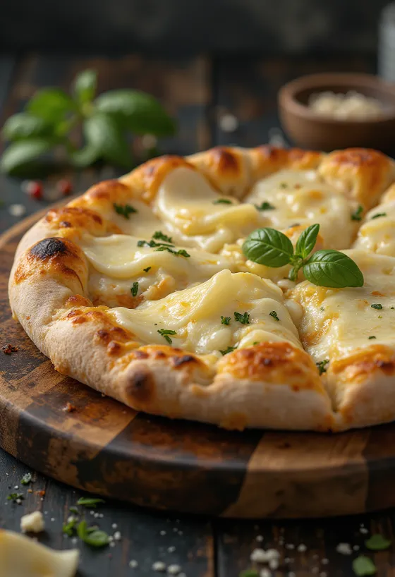 4種類の溶けたチーズが混ざり合う濃厚なピッツァ・アイ・フォルマッジ