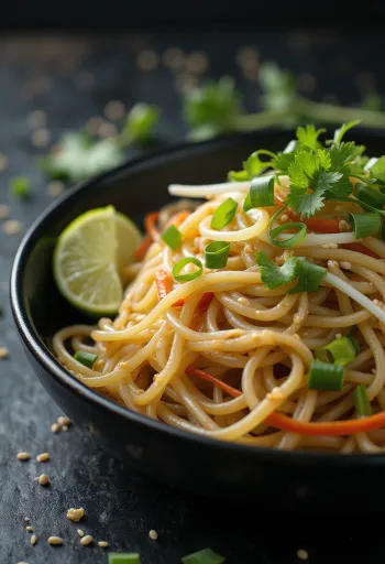 ライム風味のチャプチェ、サツマイモ春雨と野菜添え
