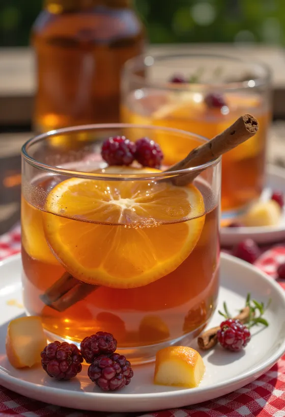 グラスに入ったシナモンとエルダーフラワーのサイダー