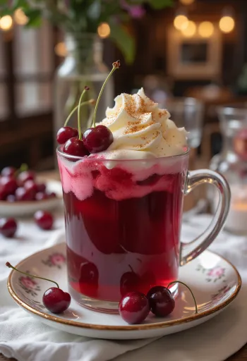 グラスに盛り付けられたスイート・チェリーサイダー