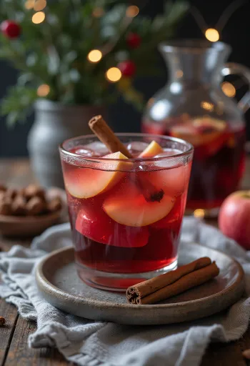 新鮮なフルーツとシナモンスティックが入ったシナモンのフルーツポンチ