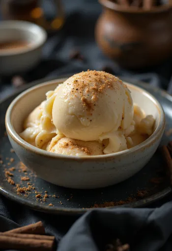 盛り付けられたチャイティー・アイスクリーム