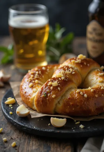 焼きたてのガーリックプレッツェル