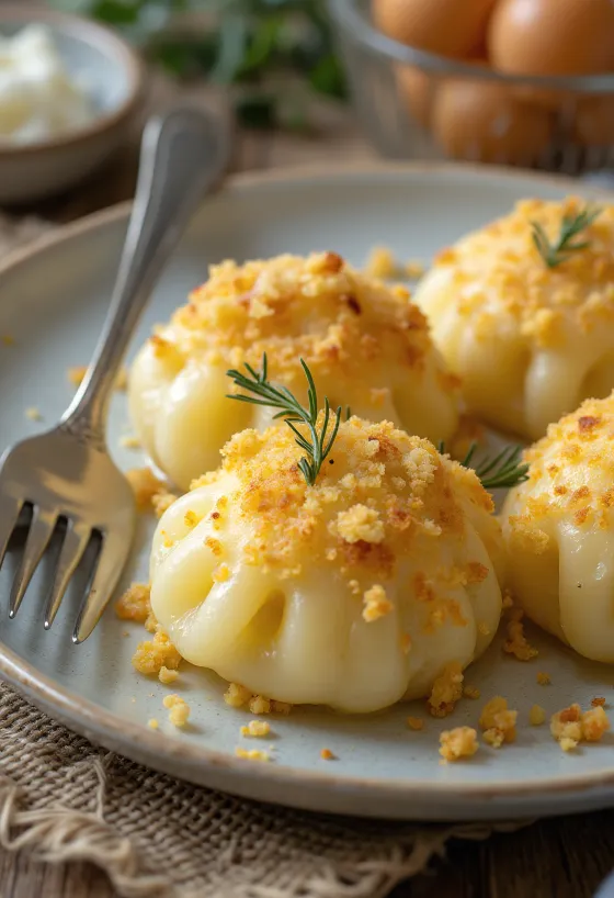 ブラウンソースを添えたドイツ風ポテトクヌーデル