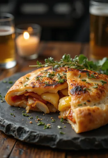 焼きたてのグリルチキンのカルツォーネ
