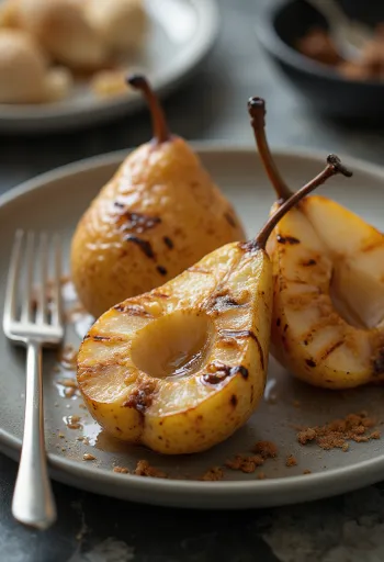 盛り付けられたBBQ焼き洋梨