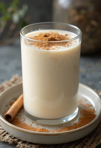 グラスに入ったシナモンとバニラのスムージー