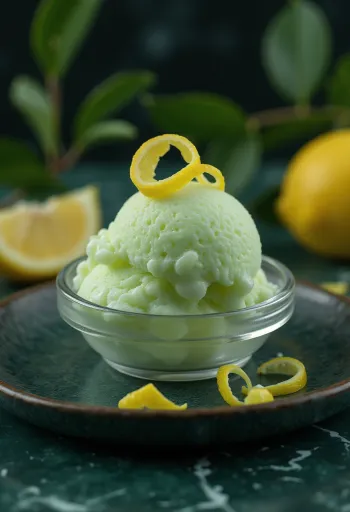 盛り付けられたレモングラス・アイスクリーム