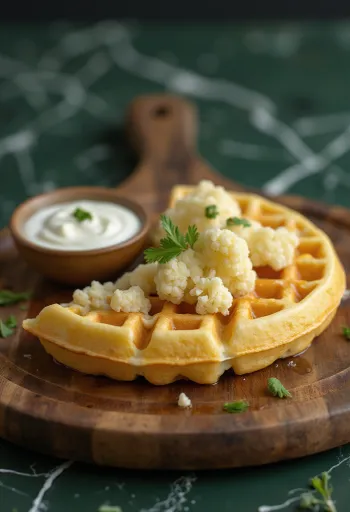 カリフラワーとチーズで焼き上げた、クリスピーな食事系ワッフル