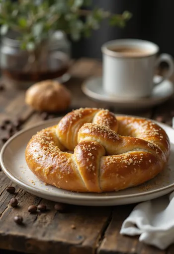 盛り付けられたコーヒープレッツェル