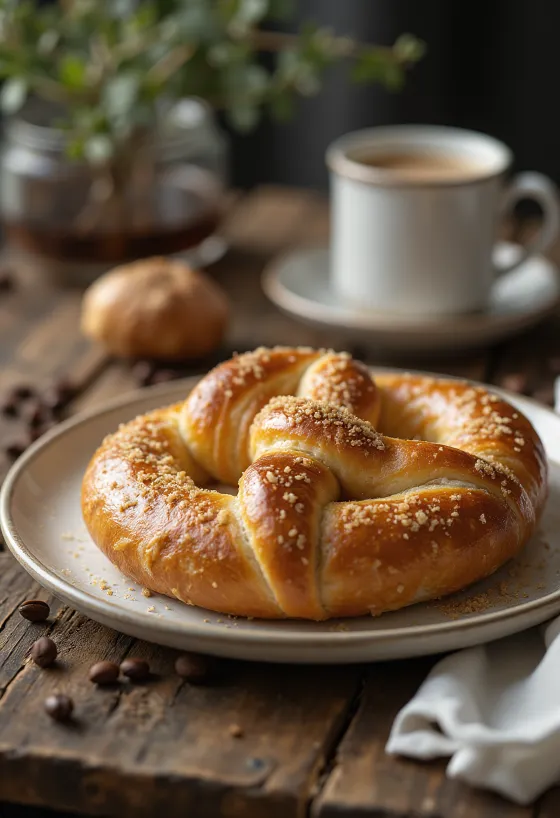 盛り付けられたコーヒープレッツェル