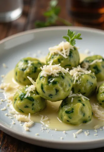 バターを添えたほうれん草のドイツ風クヌーデル