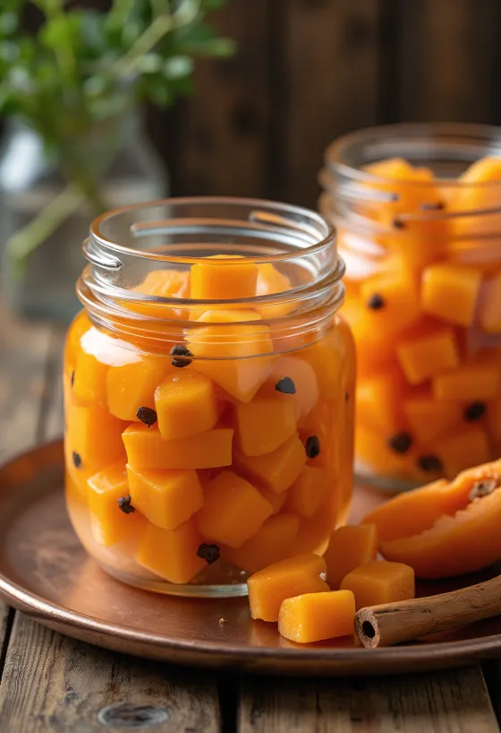 瓶詰めされたパパイヤのピクルス