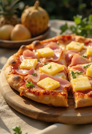 ハムとパイナップルのハワイアンピザ