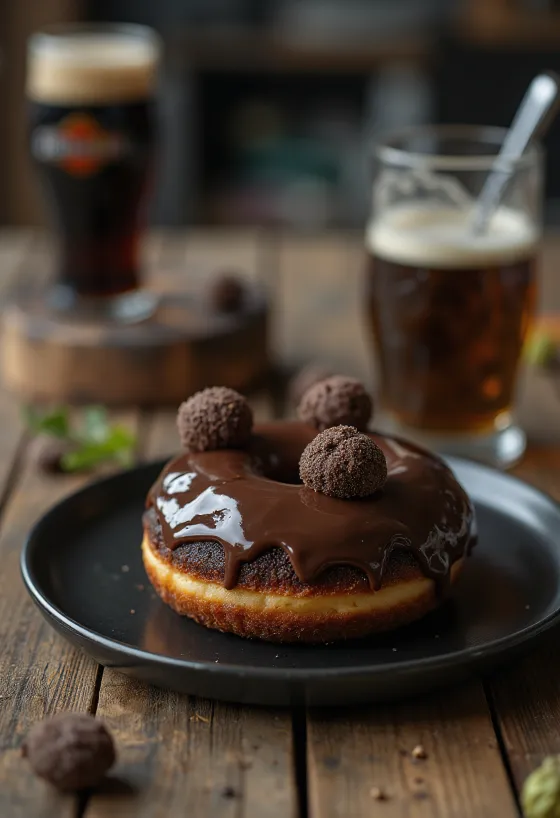 ダークチョコレートがかかった濃厚なドーナツ