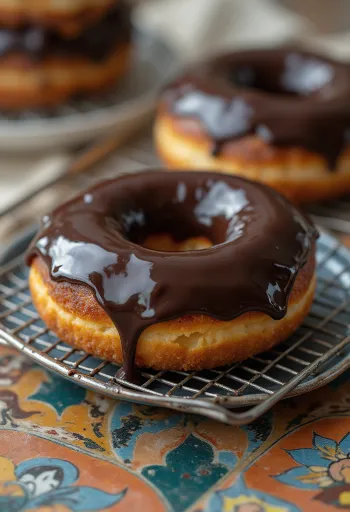 盛り付けられたチョコレートグレーズ・ドーナツ