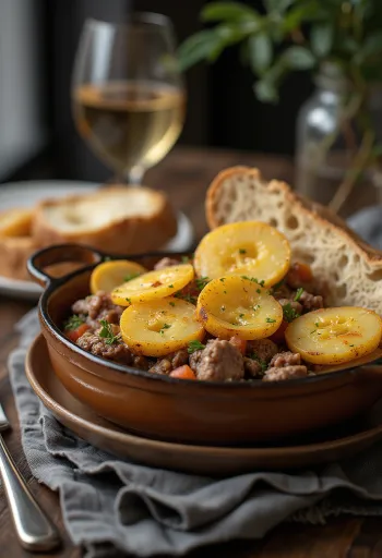 盛り付けられたベッコフ、フランス風ミートキャセロール