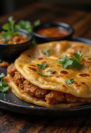 カリ・ドーサ、焼きたてでカリカリ、カレーのフィリング入り