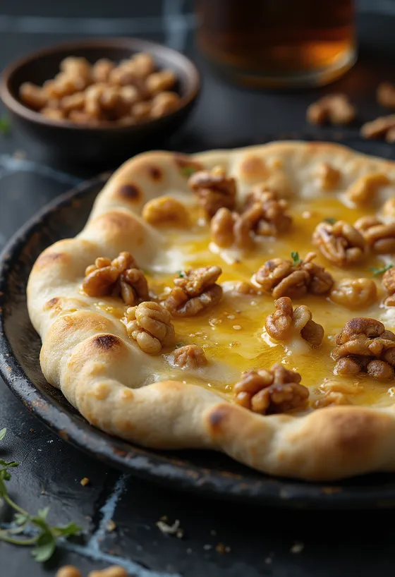 ラムとくるみのナンの盛り付け