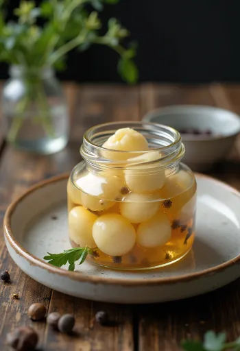 盛り付けられたクワイのピクルス