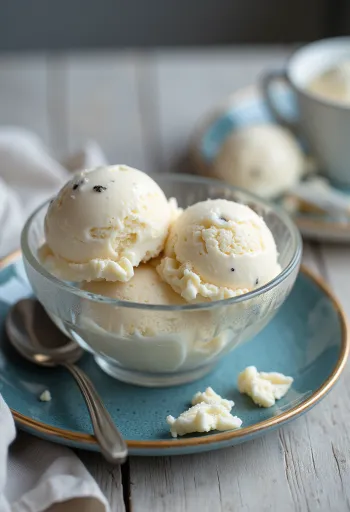 クリーミーなヴィーガンバニラアイスクリームの盛り付け