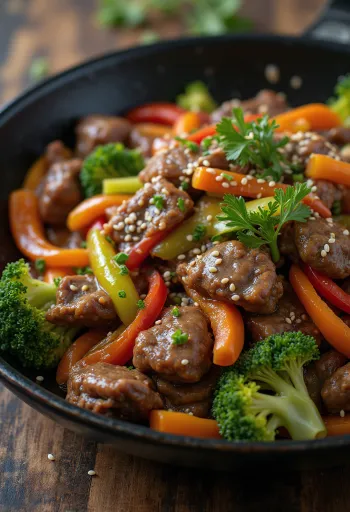 牛肉のプルコギ（野菜炒め）、韓国風料理の盛り付け