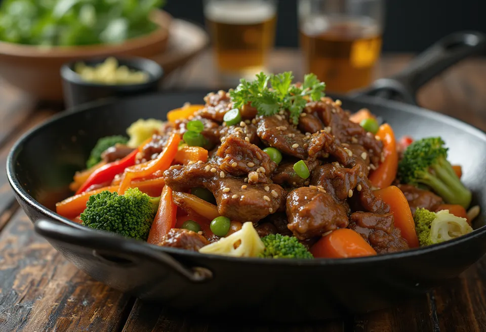 牛肉のプルコギ（野菜炒め）、韓国風料理の盛り付け
