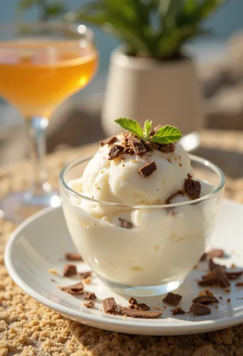 盛り付けられたココナッツリキュールのパルフェ
