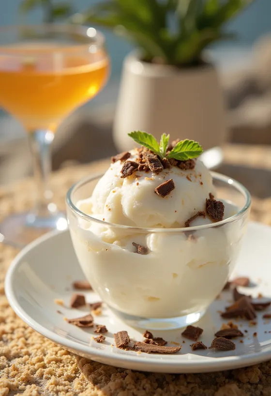 盛り付けられたココナッツリキュールのパルフェ