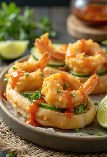 エビの天ぷらとチリソースを挟んだ海老天バオ