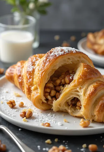 盛り付けられたキャラメルナッツのクロワッサン