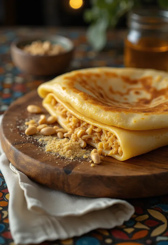 盛り付けられたアパム・バリック（マレーシアのパンケーキ）