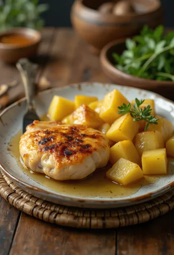 バターポテトを添えた鶏むね肉