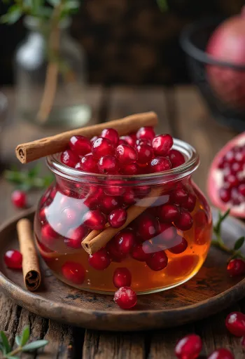 盛り付けられたザクロの甘酢漬け