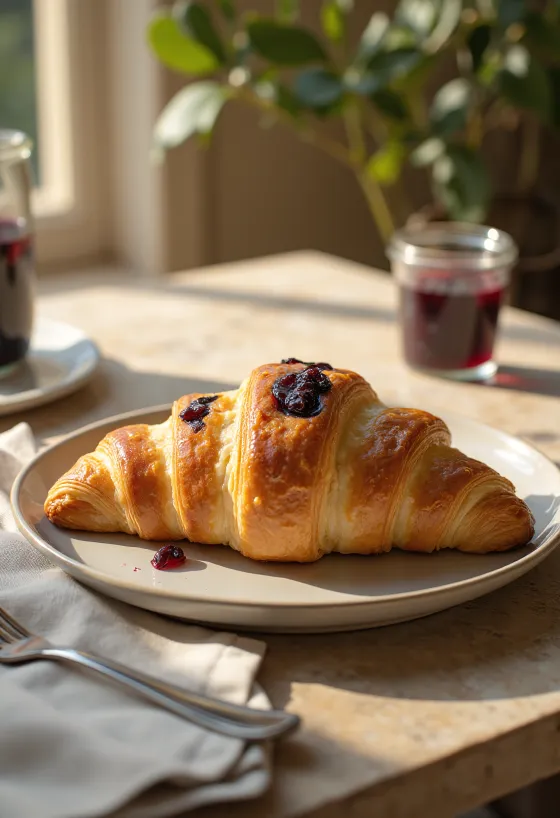 盛り付けられた森の果実のクロワッサン