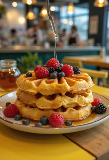 盛り付けられたジャイアントワッフル