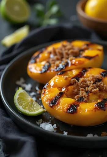 盛り付けられた焼きマンゴーのBBQ