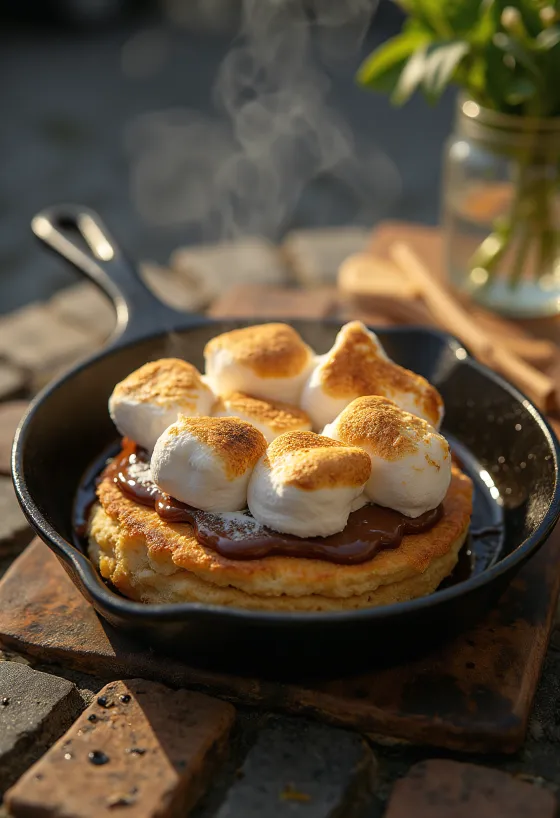 BBQスモア風スキレットクッキーの盛り付け