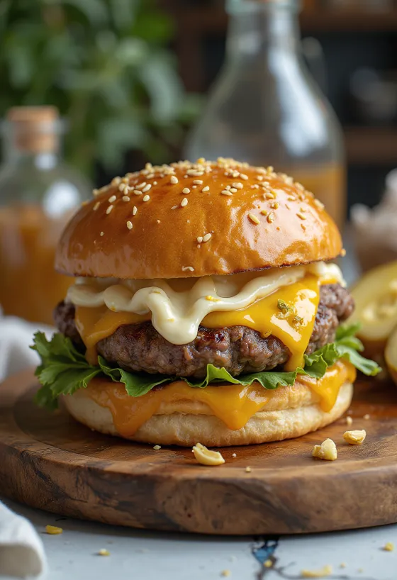 ガーリックバーガーの盛り付け