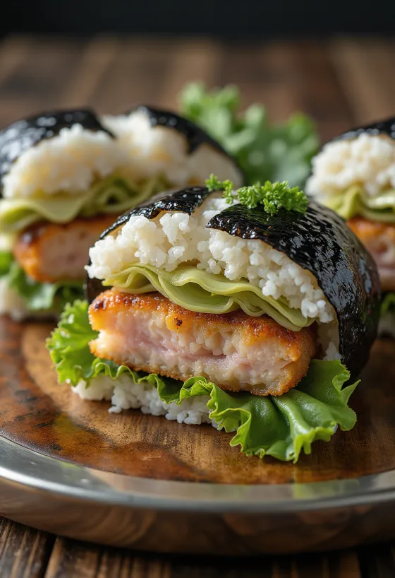 カツおにぎらず、海苔で巻いたトンカツソース味のサクサク豚カツ