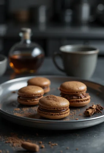 盛り付けられたジンジャーブレッドとラム酒のマカロン