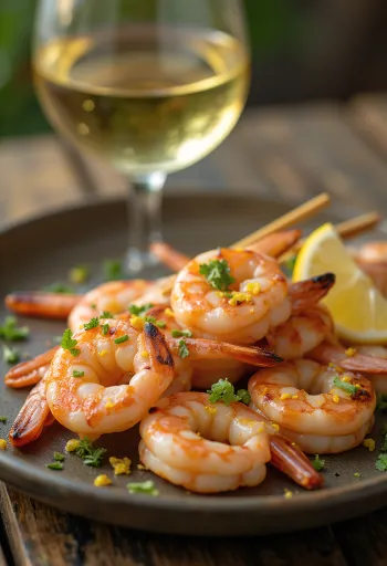 盛り付けられたエビのBBQグリル